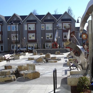 photo of fountain near housing in Milwaukie