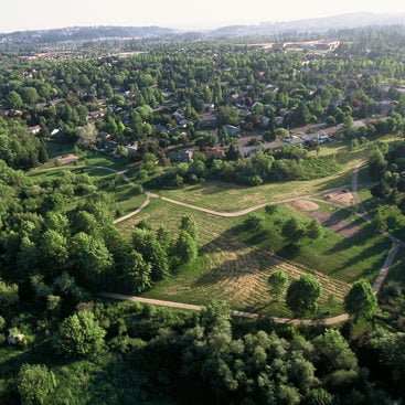 aerial photo of the Fanno Creek Greenway Trail