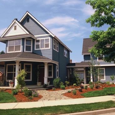 photo of a blue house