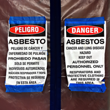 photo of asbestos warning signs