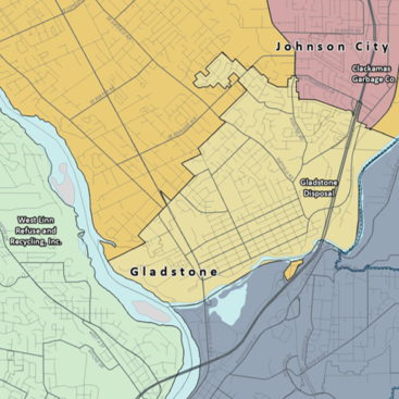 A preview of the residential hauler franchise boundaries map.