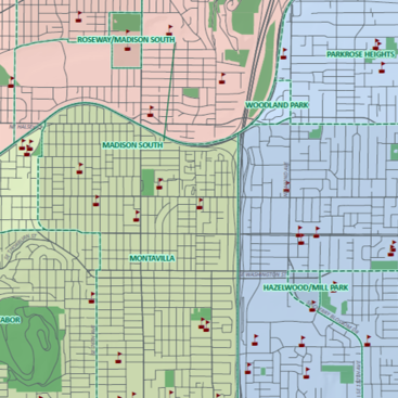 A preview of a neighborhood association boundaries map.