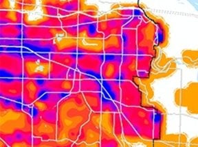 photo of a heat map of the region