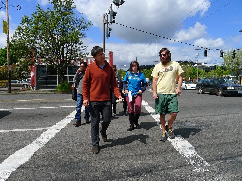 APANO volunteers leading PCC students on a walking tour of the Jade District.