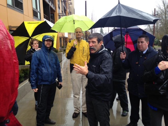 Mark Fenton leads a walking tour in downtown Beaverton