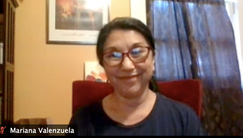 Screen shot from zoom meeting with Mariana Valenzuela Figueroa, director of community partnerships and advocacy for Centro Cultural