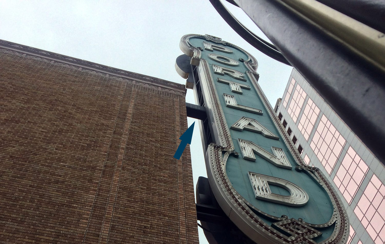 Image of the iconic Portland sign at the Arlene Schnitzer Concert Hall