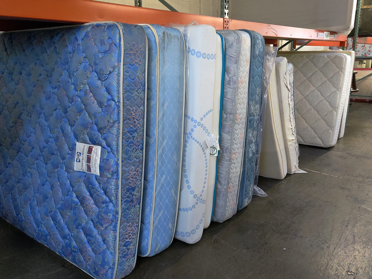 An image of donated mattresses