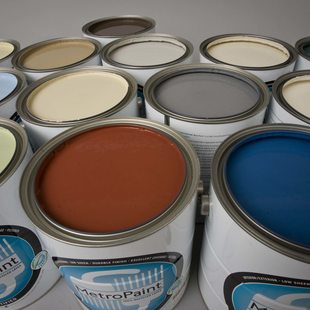 photo of open MetroPaint cans in all colors