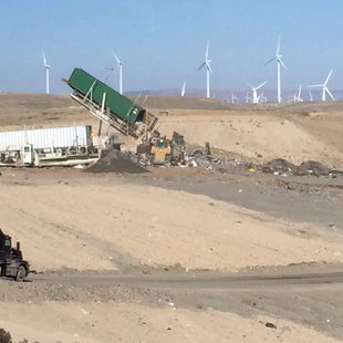 Truck emptying a load at Columbia Ridge