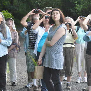 Judy BlueHorse Skleton leading a group at Oaks Bottom