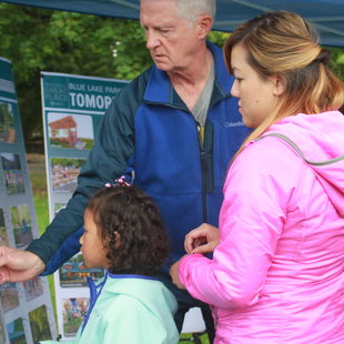 peopel participating in planning outdoors at blue lake park