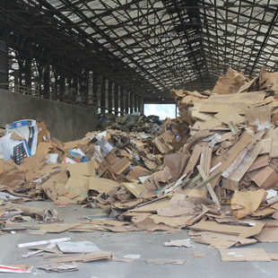 Cardboard awaits recycling at the Central Transfer Station.