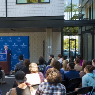 Metro Council President Tom Hughes at K-Street Commons opening