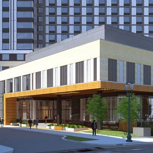 rendering of convention center hotel Multnomah entrance