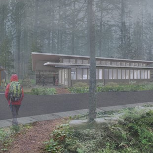 Outside view of new Oxbow Regional Park welcome center.