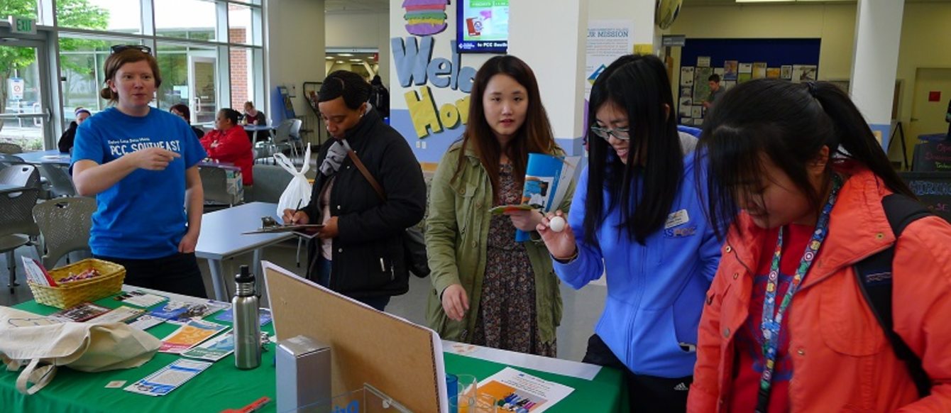 Metro staff teaching PCC students about ridesharing
