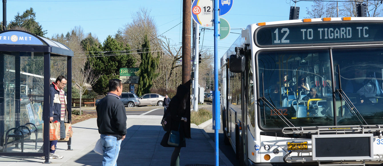 Boarding a 12 bus in Southwest Portland