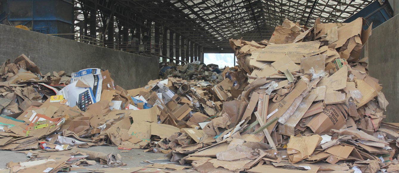 Cardboard awaits recycling at the Central Transfer Station.