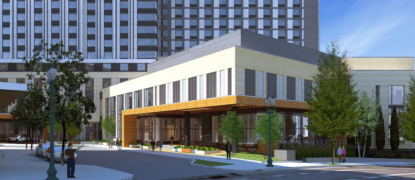 rendering of convention center hotel Multnomah entrance