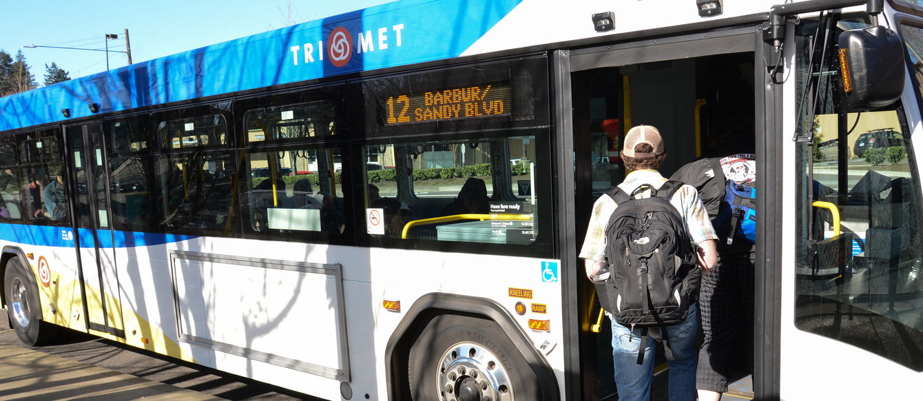 Boarding the 12-Barbur in Burlingame