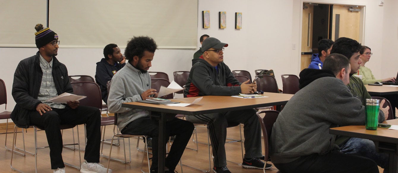 Image of students meeting Tuesday and Thursday evenings for class at the Muslim Educational Trust center in Tigard