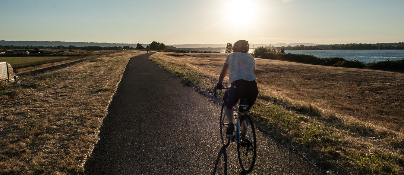 Man biking on a trail