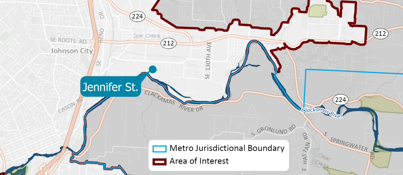 Map of the search area for a new transfer center and the potential new site