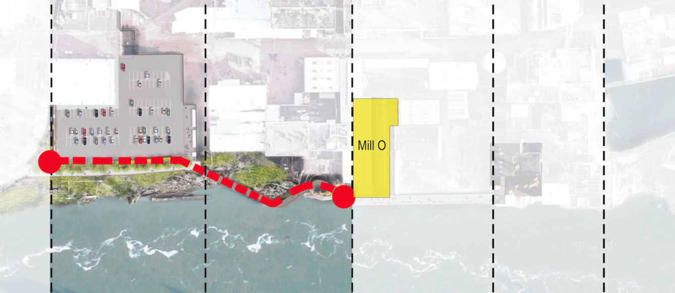 Drawing of the plan for the Willamette Falls Riverwalk