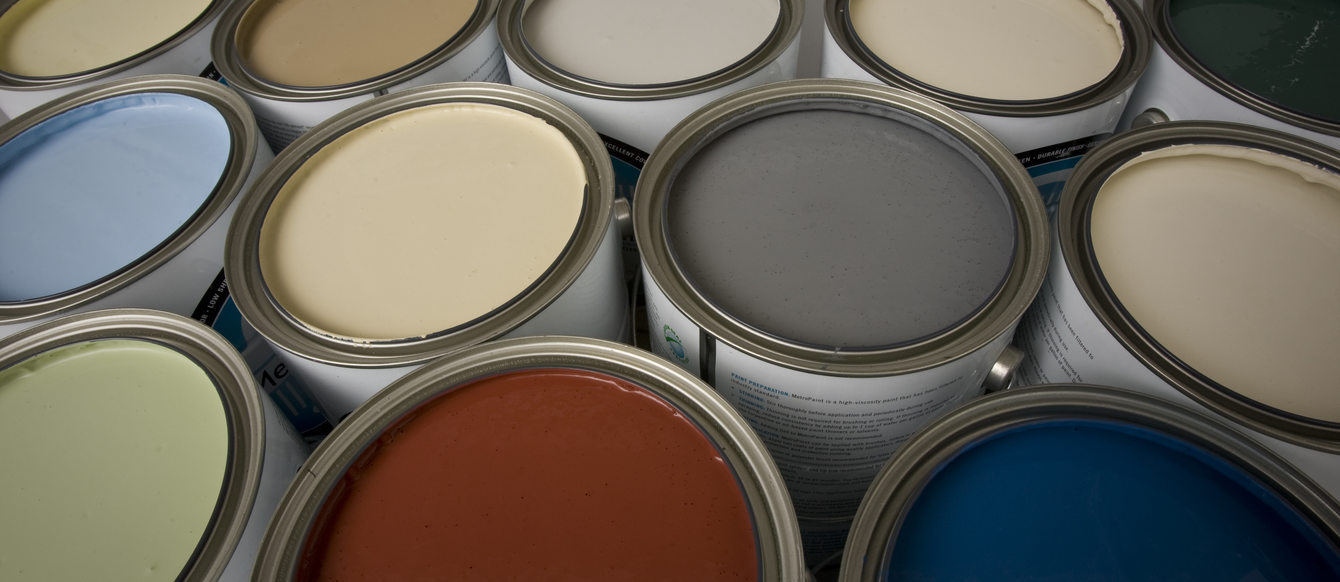 An images of open paint cans showing MetroPaint colors