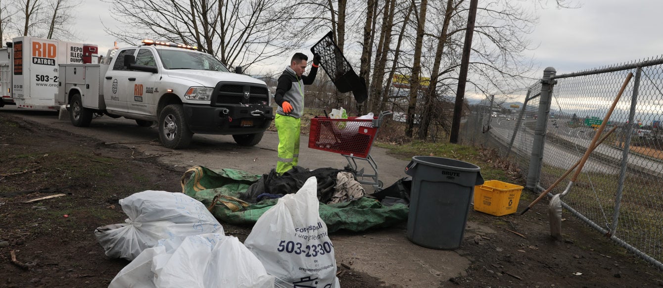 RID crew cleans dumped trash and bags