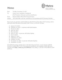 2023 JPACT Meeting Schedule