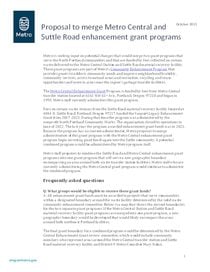 FAQ: Proposal to merge Metro Central and Suttle Road enhancement grant programs