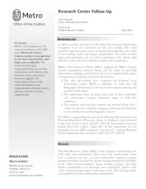 Research Center follow-up audit