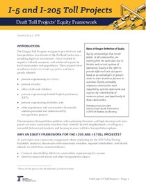 Interstate 205 and Interstate 5 Toll Projects draft equity framework