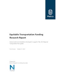 Equitable Transportation Funding Research Report
