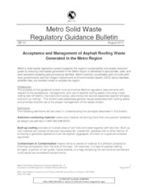 10)  Acceptance and management of asphalt roofing waste generated in the metro region