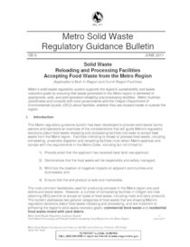 9) Solid waste reload and processing facilities accepting food waste from the Metro region