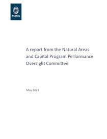 Natural Areas and Capital Program Performance Oversight Committee year two report back to Metro Council