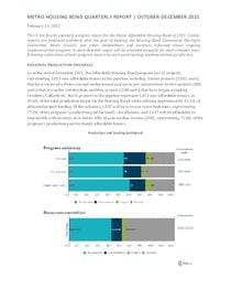 Housing bond quarterly progress report: October to December 2021