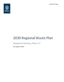 2030 Regional Waste Plan Engagement Summary