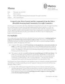 2021 Affordable housing bond community oversight committee memo to Council
