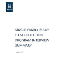 Single-family bulky waste collection program interview summary