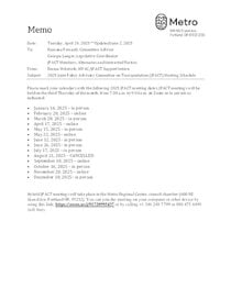 2025 JPACT Meeting Schedule