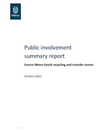 Future Metro South public involvement summary full report 