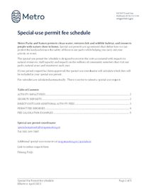 Special-use permit fee schedule