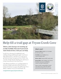 Tryon Creek Cove trail connection fact sheet