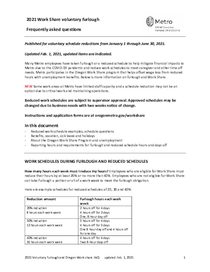 FAQ - 2021 Work Share and schedule reductions Feb. 1, 2021