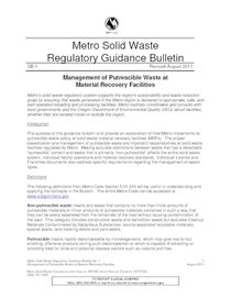 1) Management of putrescible waste at material recovery facilities