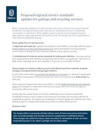 2025 Regional Service Standard updates fact sheet